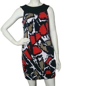 Cache Sleeveless Dress Black / White / Red Womens Size 6